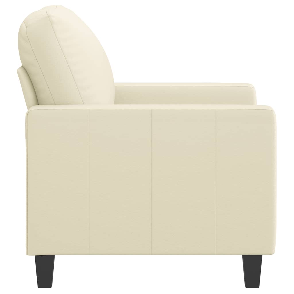 Poltrona Foz - Cor Creme - Em Couro Artificial - Assento, Apóios de Braços e Encosto Densamente Acolchoados - 78x77x80 cm - Design Nórdico