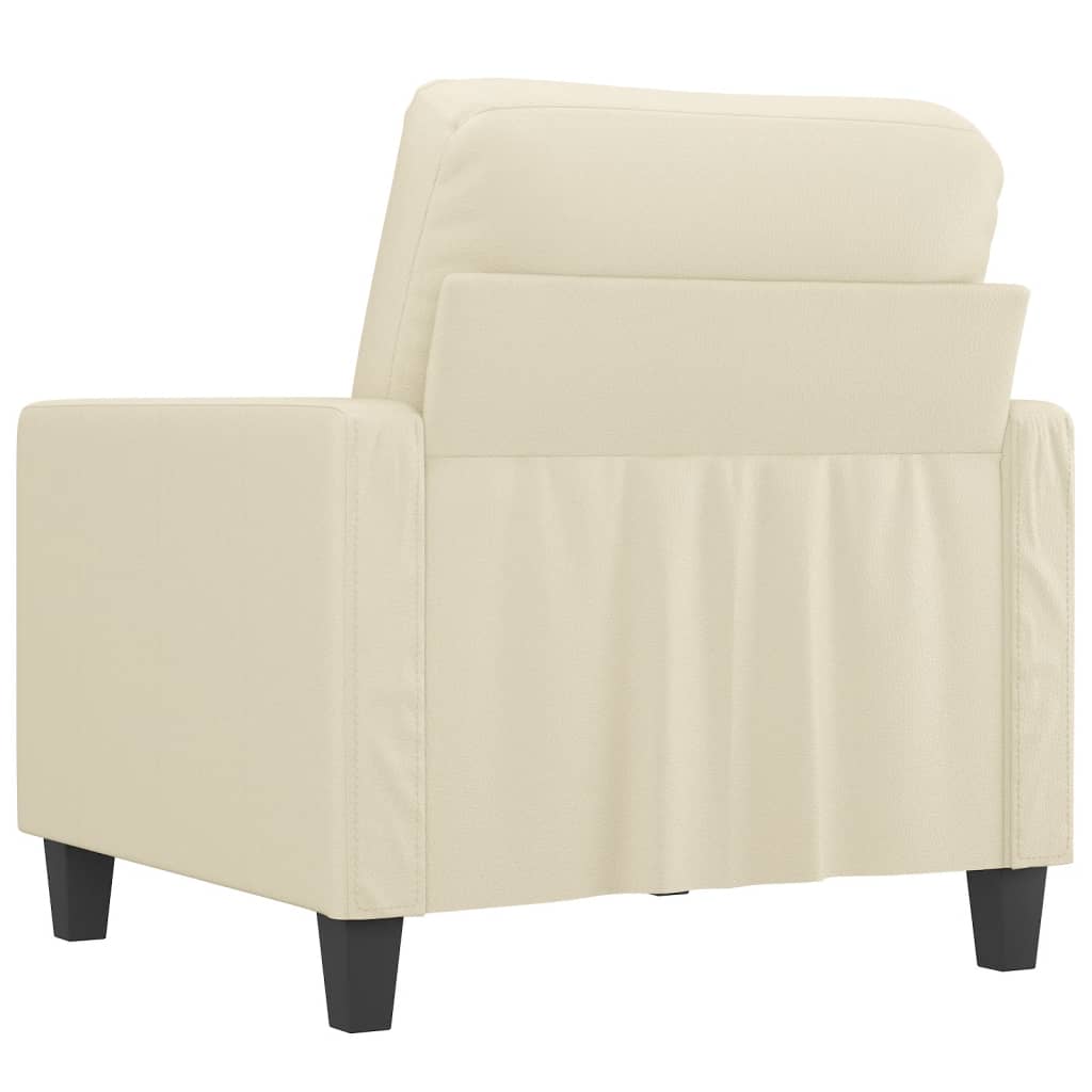 Poltrona Foz - Cor Creme - Em Couro Artificial - Assento, Apóios de Braços e Encosto Densamente Acolchoados - 78x77x80 cm - Design Nórdico