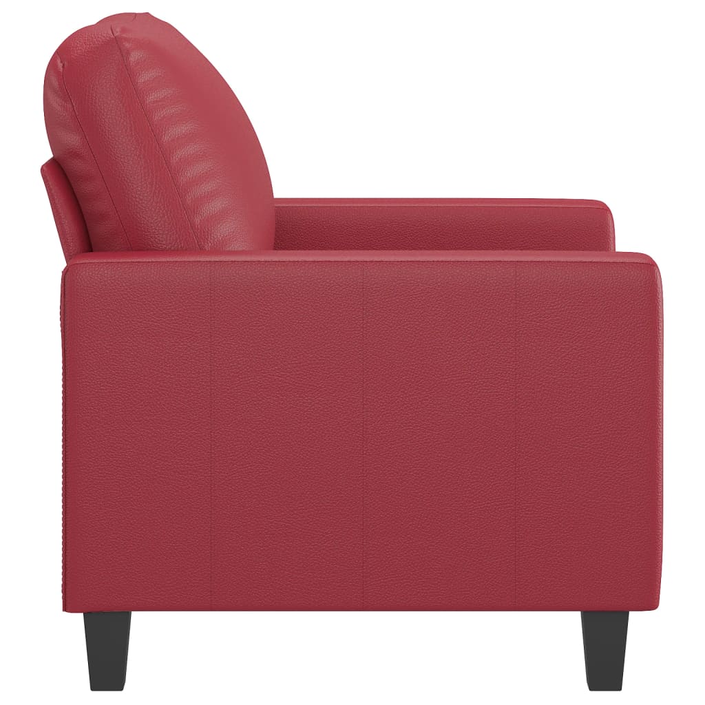 Poltrona 60 cm couro artificial vermelho tinto