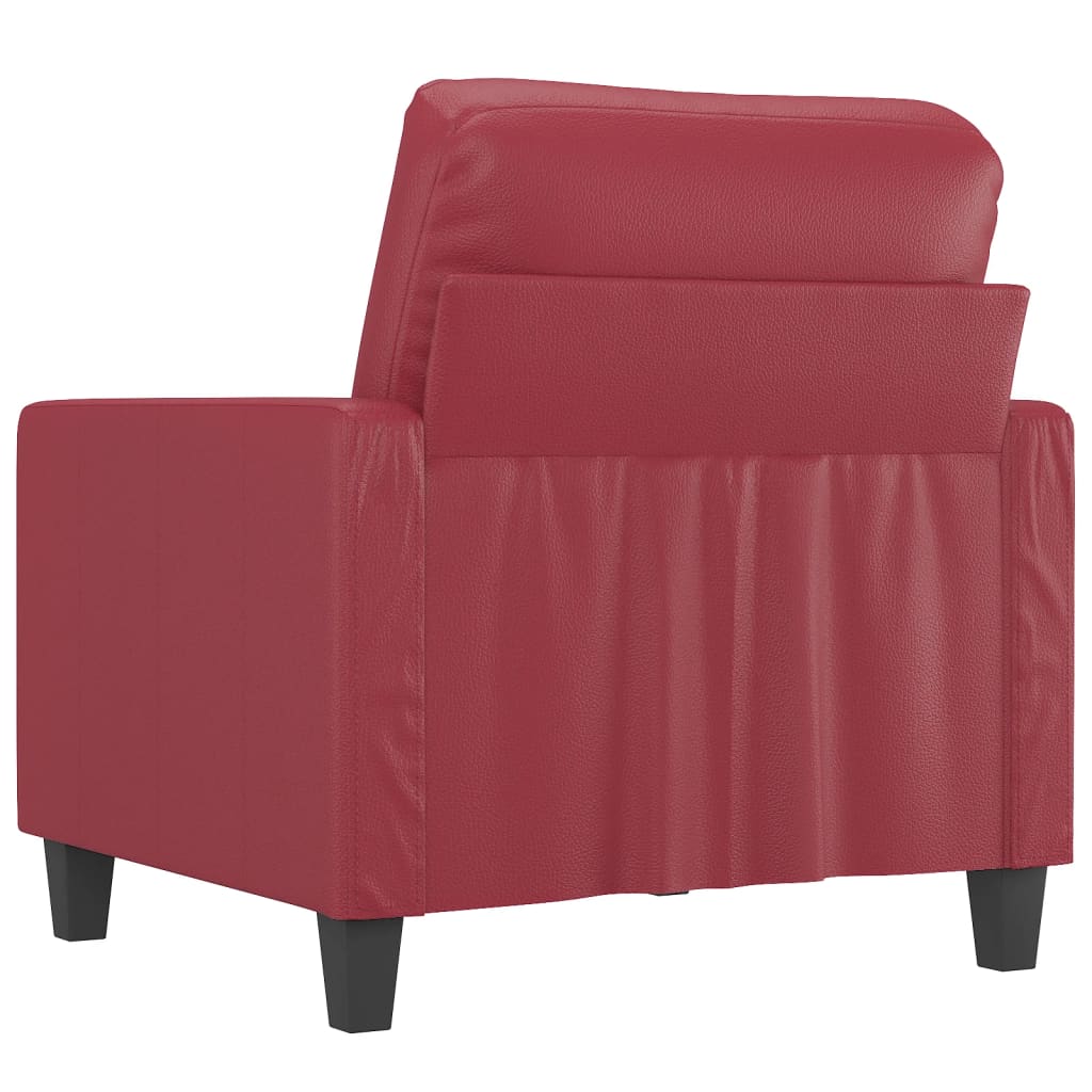 Poltrona 60 cm couro artificial vermelho tinto