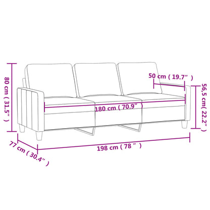 Sofá Foz - De 3 Lugares - Cor Creme - Em Couro Artificial - Assento, Apóios de Braços e Encosto Densamente Acolchoados - 198x77x80 cm - Design Nórdico