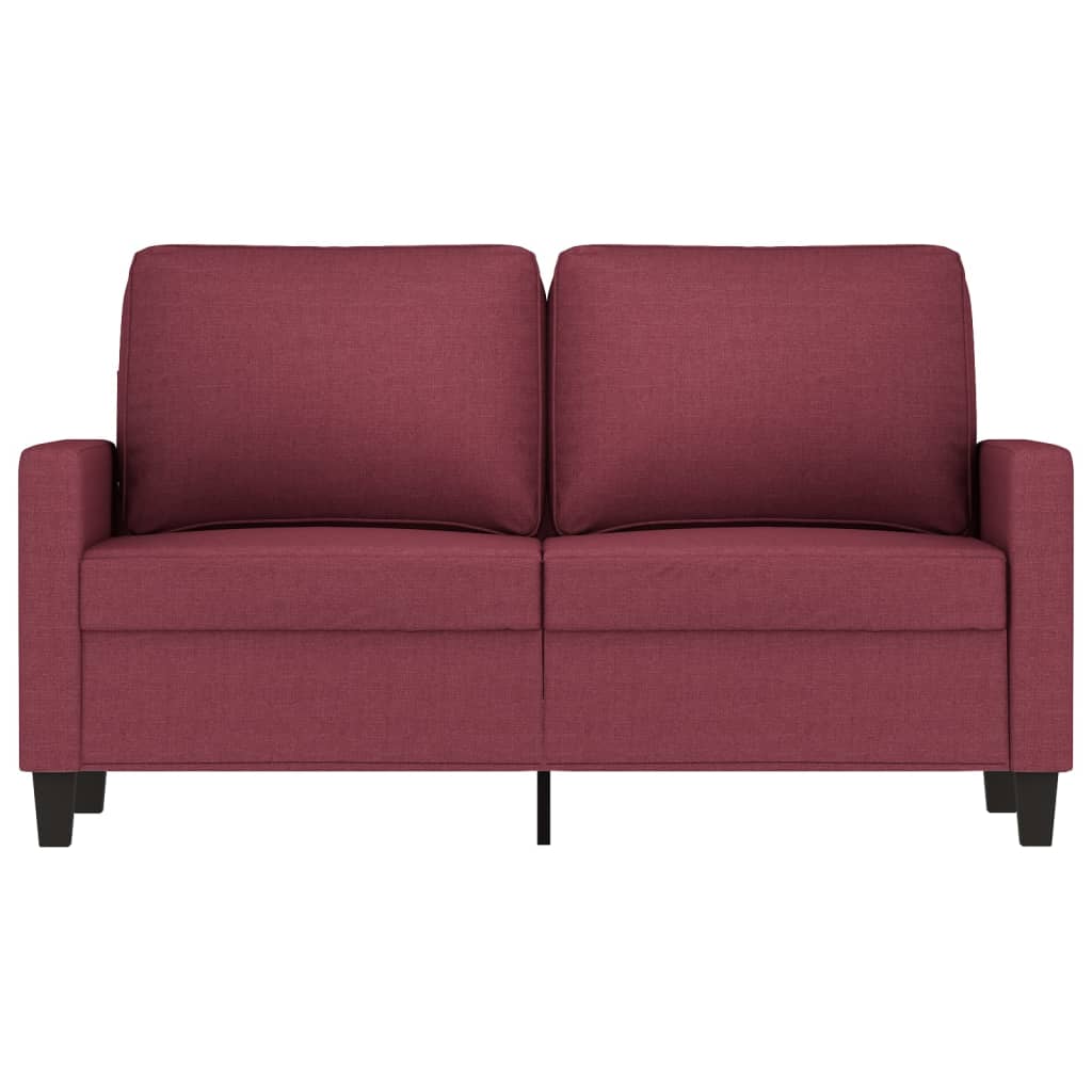 Sofá Arcos - De 2 Lugares - Em Tecido - Cor Vermelho Escuro - Assento, Apóios de Braços e Encosto Densamente Acolchoados - 138x77x80 cm - Design Moderno