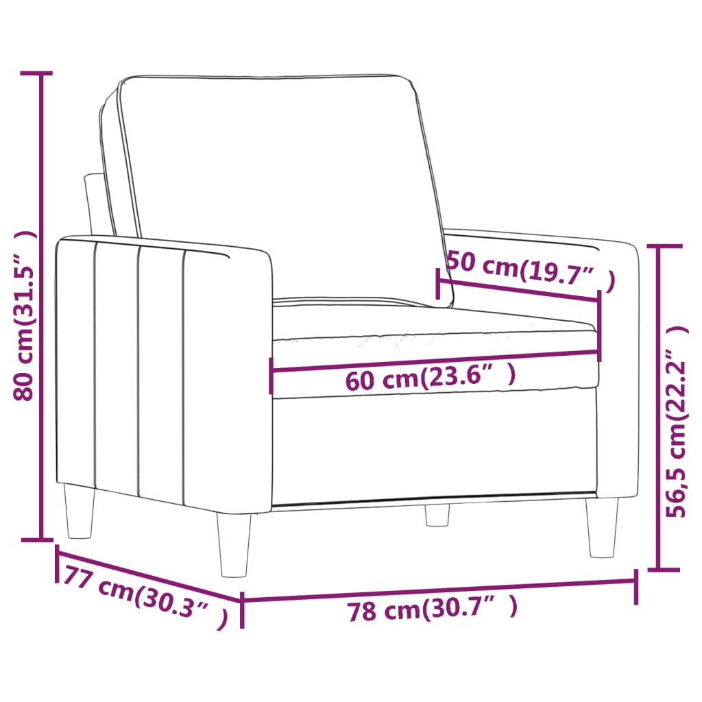 Poltrona Hope - Cor Castanho - Em Veludo - Assento, Apóios de Braços e Encosto acolchoados - 78x77x80 cm - Design Nórdico