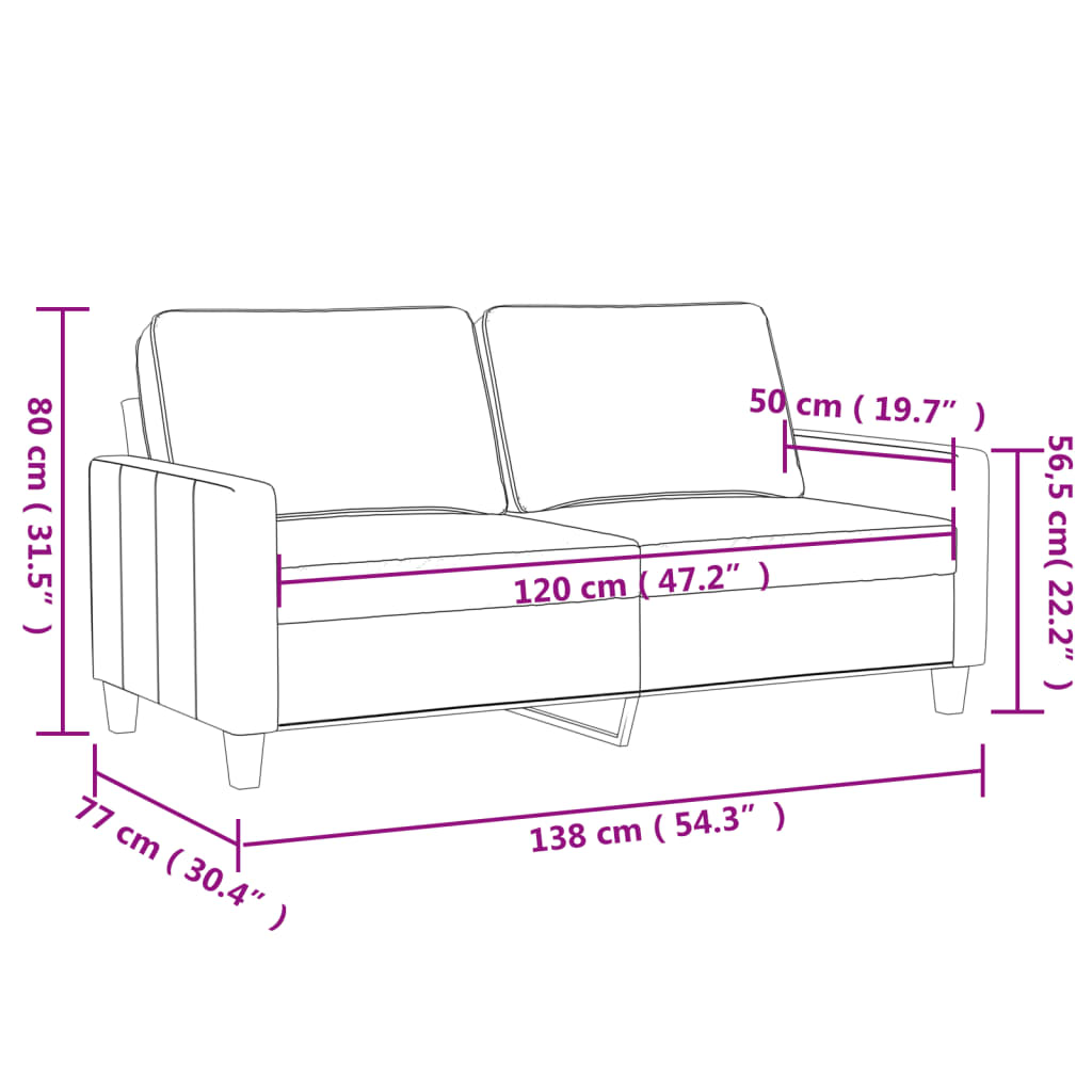 Sofá Hope de 2 Lugares - Cor Cinza Escuro - Em Veludo - Assento, Apóios de Braços e Encosto acolchoados - 138x77x80 cm - Design Nórdico