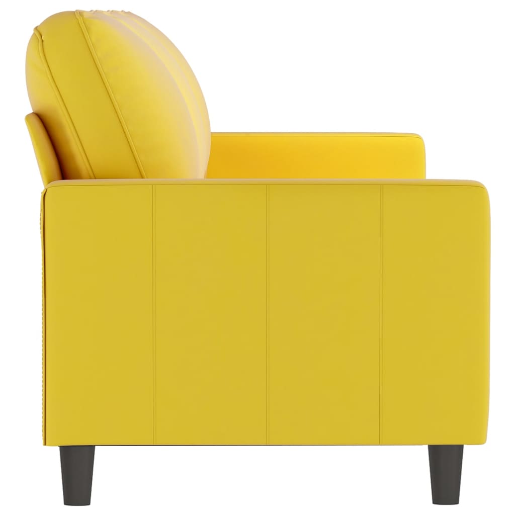 Sofá Hope de 3 Lugares - Cor Amarelo - Em Veludo - Assento, Apóios de Braços e Encosto acolchoados - 198x77x80 cm - Design Nórdico