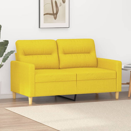 Sofá Seiva - De 2 Lugares - Em Tecido - Cor Amarelo - Assento, Apóios de Braços e Encosto Densamente Acolchoados - 138x77x80 cm- Design Escandinavo