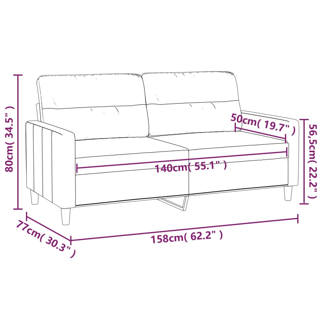 Sofá de 2 lugares tecido 140 cm cor creme