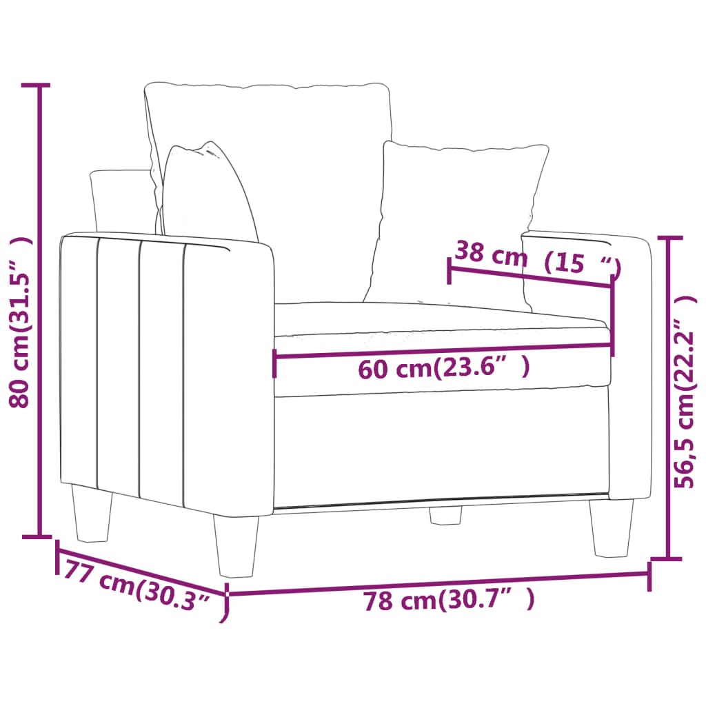 Poltrona 60 cm tecido cor creme