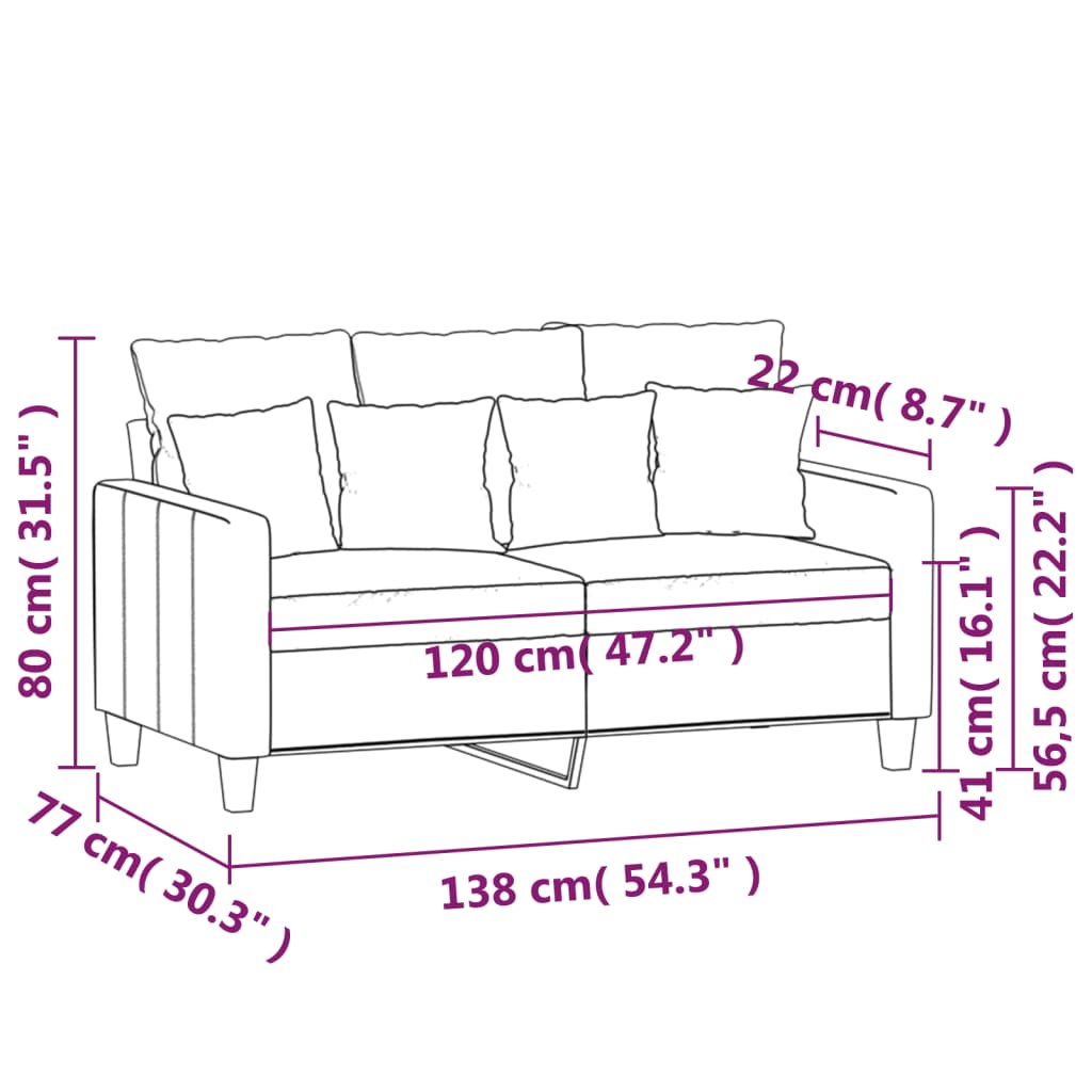 Sofá Terra de 2 Lugares - Em Tecido - Cor Cinzento Escuro - 138x77x80 cm - A Poltrona Terra é muito confortável com o seu Assento, Apóios de Braços e Encosto devidamente Acolchoados - Design Nórdico