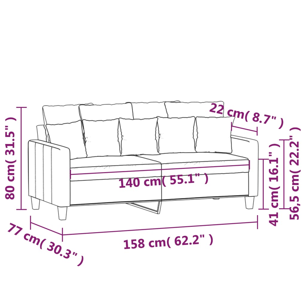 Sofá de 2 lugares tecido 140 cm cor creme