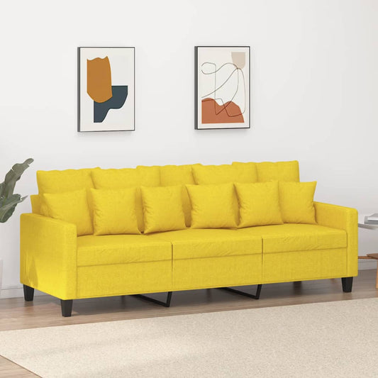 Sofá Terra de 3 Lugares - Em Tecido - Cor Amarelo - 198x77x80 cm - A Poltrona Terra é muito confortável com o seu Assento, Apóios de Braços e Encosto devidamente Acolchoados - Design Nórdico