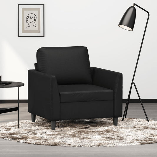 Poltrona Allice - Em Couro Artificial - Cor Preto - 80 x77x80 cm - Assento, Apóios de Braços e Encosto Densamente Acolchoados - Design Nórdico