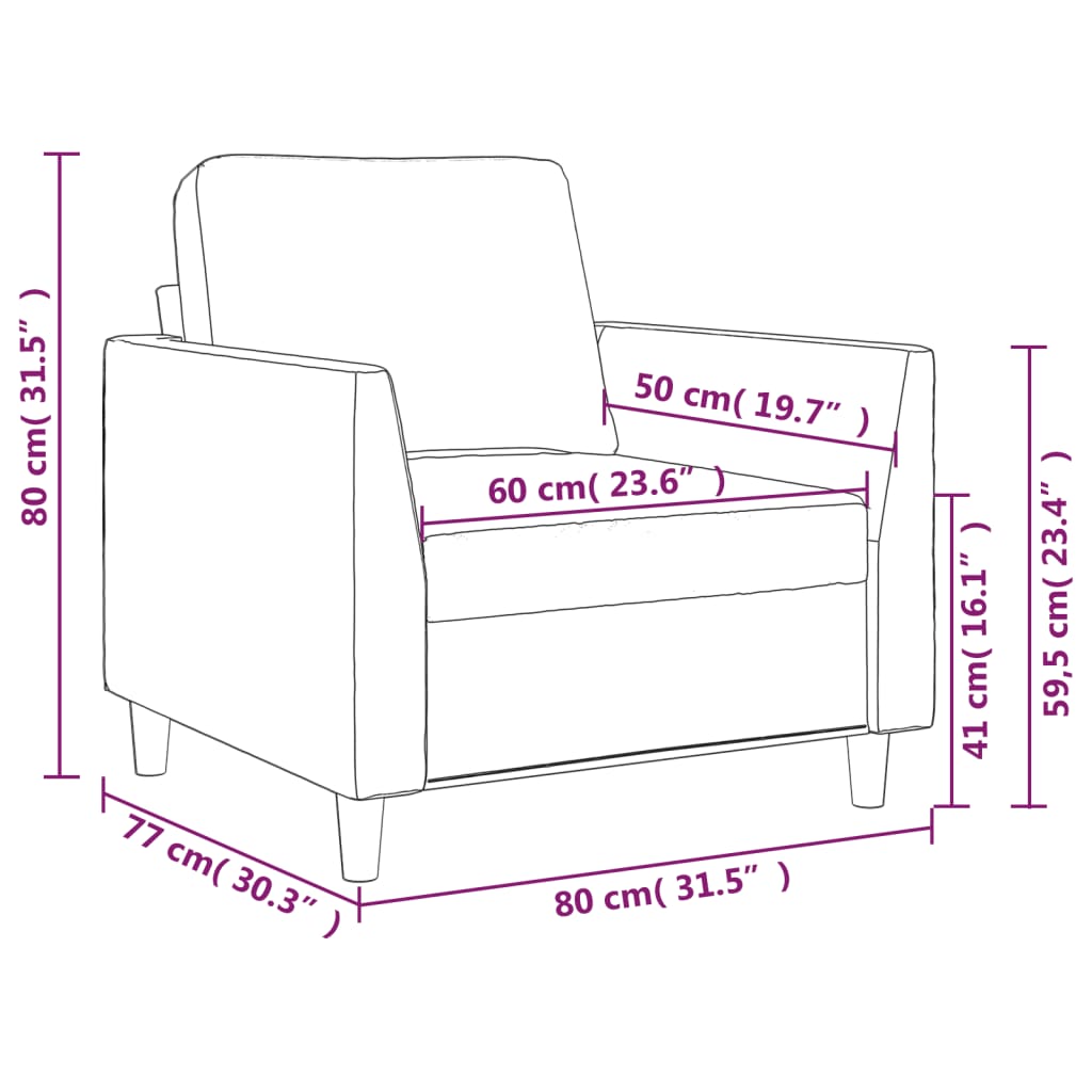 Poltrona 60 cm couro artificial creme