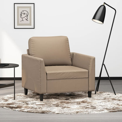 Poltrona Allice - Em Couro Artificial - Cor Cappuccino - 80x77x80 cm - Assento, Apóios de Braços e Encosto Densamente Acolchoados - Design Nórdico