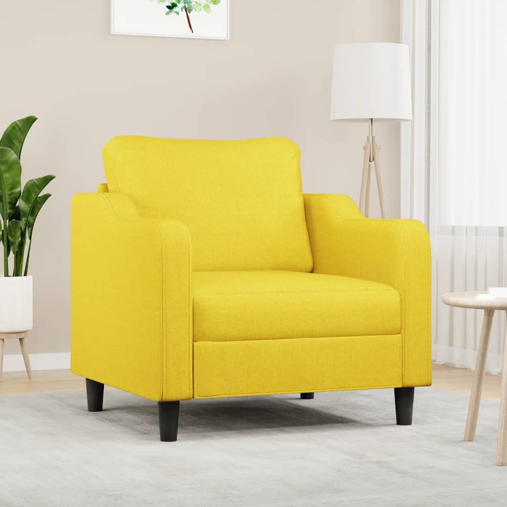 Poltrona Bianca - Em Tecido - Cor Amarelo - 78x77x80 cm - Assento, Apóios de Braços e Encosto Densamente Acolchoados - Design Nórdico