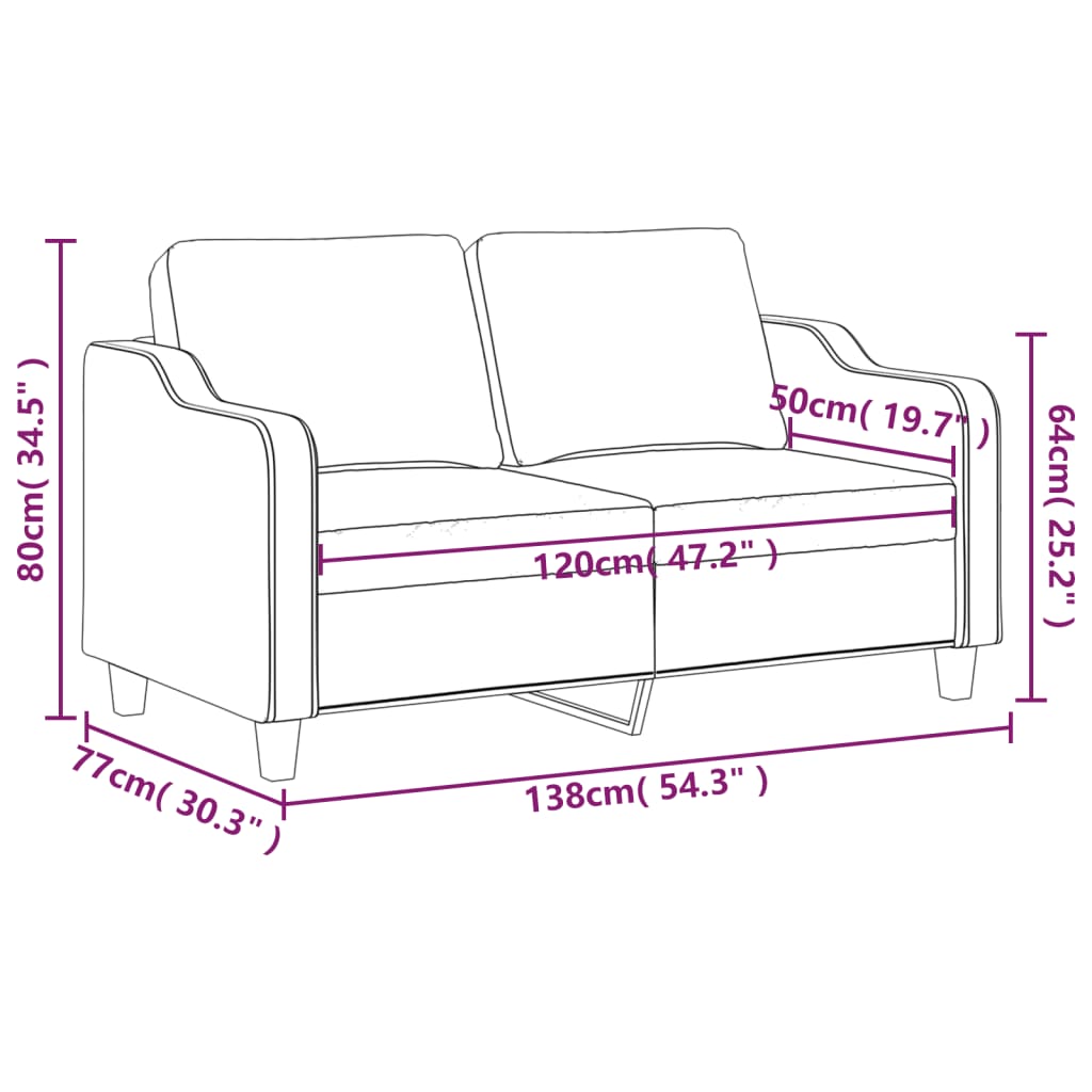 Sofá Bianca - De 2 Lugares - Em Tecido - Cor Cinza Claro - 138x77x80 cm - Assento, Apóios de Braços e Encosto Densamente Acolchoados - Design Nórdico