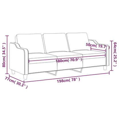 Sofá de 3 lugares tecido 180 cm cor creme