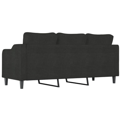 Sofá Bianca - De 3 Lugares - Em Tecido - Cor Preto - 198x77x80 cm - Assento, Apóios de Braços e Encosto Densamente Acolchoados - Design Nórdico