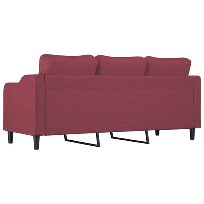 Sofá Bianca - De 3 Lugares - Em Tecido - Cor Vermelho Escuro - 198x77x80 cm - Assento, Apóios de Braços e Encosto Densamente Acolchoados - Design Nórdico