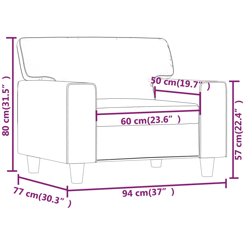 Poltrona 60 cm couro artificial creme