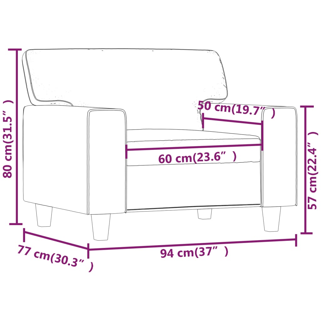 Poltrona 60 cm couro artificial cinzento