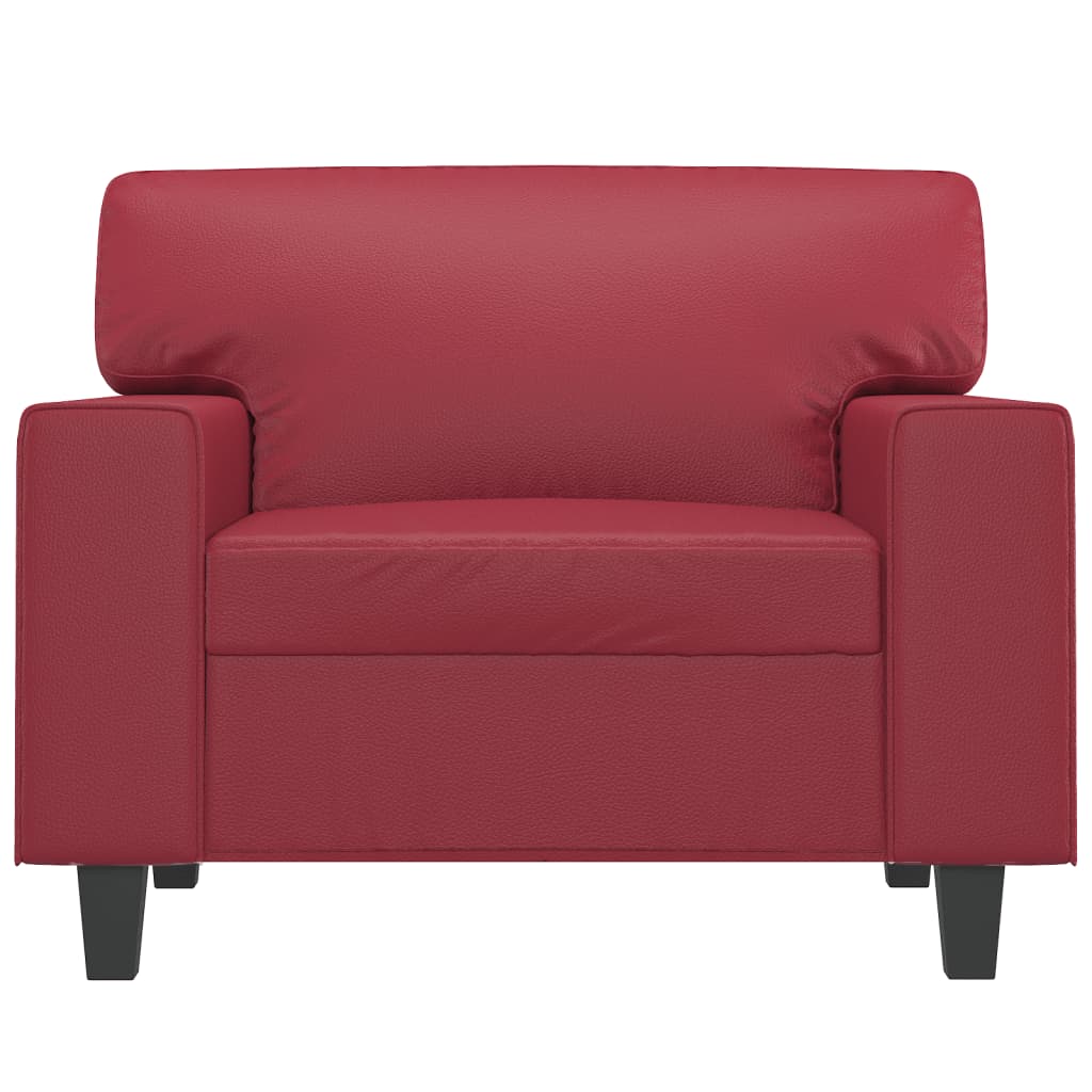 Poltrona 60 cm couro artificial vermelho tinto