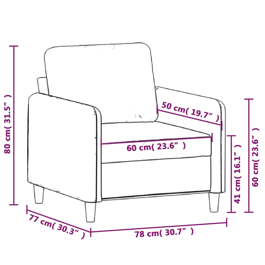 Poltrona Rute - Cor Cinzento Claro - 78x77x80 cm - Em Veludo, com Estrutura em Metal com Assento, Apóios de Braços e Encosto Fortemente Acolchoados - Design Nórdico