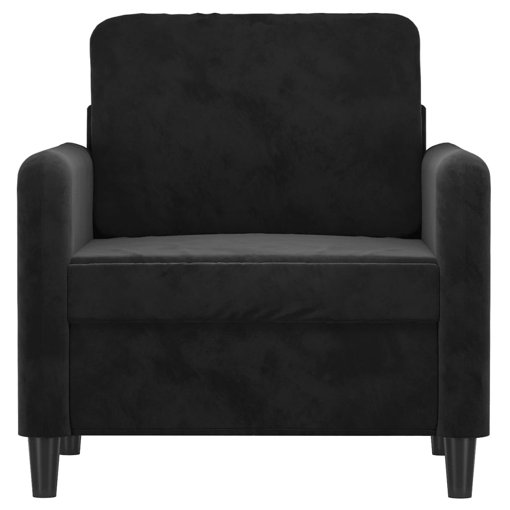 Poltrona Rute - Cor Preto - 78x77x80 cm - Em Veludo, com Estrutura em Metal com Assento, Apóios de Braços e Encosto Fortemente Acolchoados - Design Nórdico