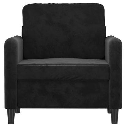 Poltrona Rute - Cor Preto - 78x77x80 cm - Em Veludo, com Estrutura em Metal com Assento, Apóios de Braços e Encosto Fortemente Acolchoados - Design Nórdico