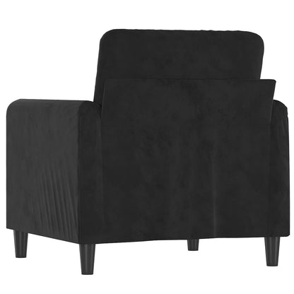 Poltrona Rute - Cor Preto - 78x77x80 cm - Em Veludo, com Estrutura em Metal com Assento, Apóios de Braços e Encosto Fortemente Acolchoados - Design Nórdico