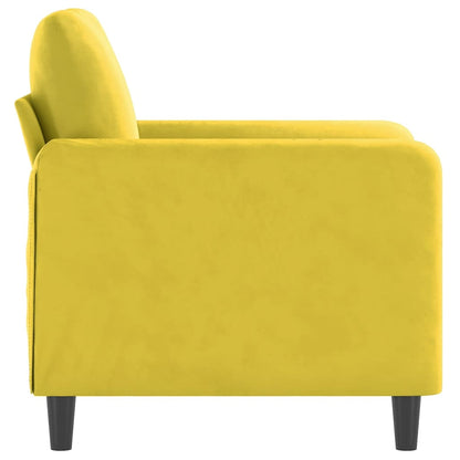 Poltrona Rute- Em Veludo - Cor Amarelo - Assento, Apóios de Braços e Encosto Densamente Acolchoados - 78x77x80 cm - Design Nórdico