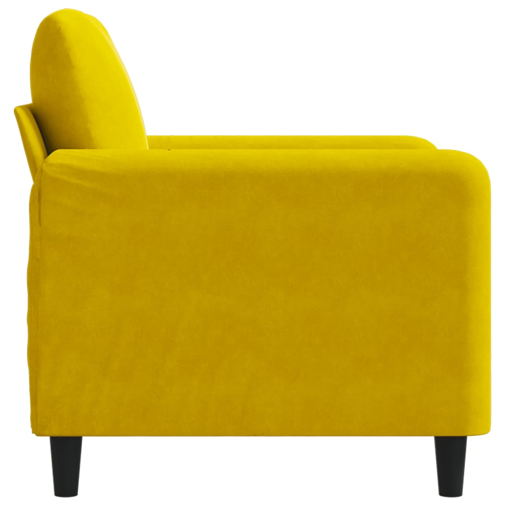 Poltrona Rute- Em Veludo - Cor Amarelo - Assento, Apóios de Braços e Encosto Densamente Acolchoados - 78x77x80 cm - Design Nórdico