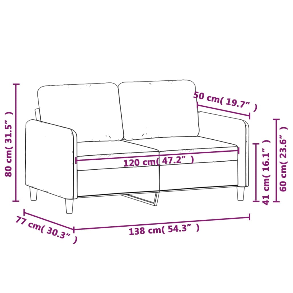 Sofá Rute - De 2 Lugares - Cor Cinza Escuro - Em Veludo - Assentos, Apóios de Braços e Almofadas de Encosto Densamente Acolchoados - 138 x 77 x 80 cm - Design Nórdico