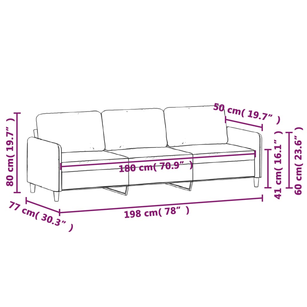 Sofá Rute de 3 Lugares - Cor Verde Esmeralda - 198x77x80 cm - Em Veludo, com Estrutura em Metal e com Assento, Apóios de Braços e Encosto Fortemente Acolchoados - Design Nórdico