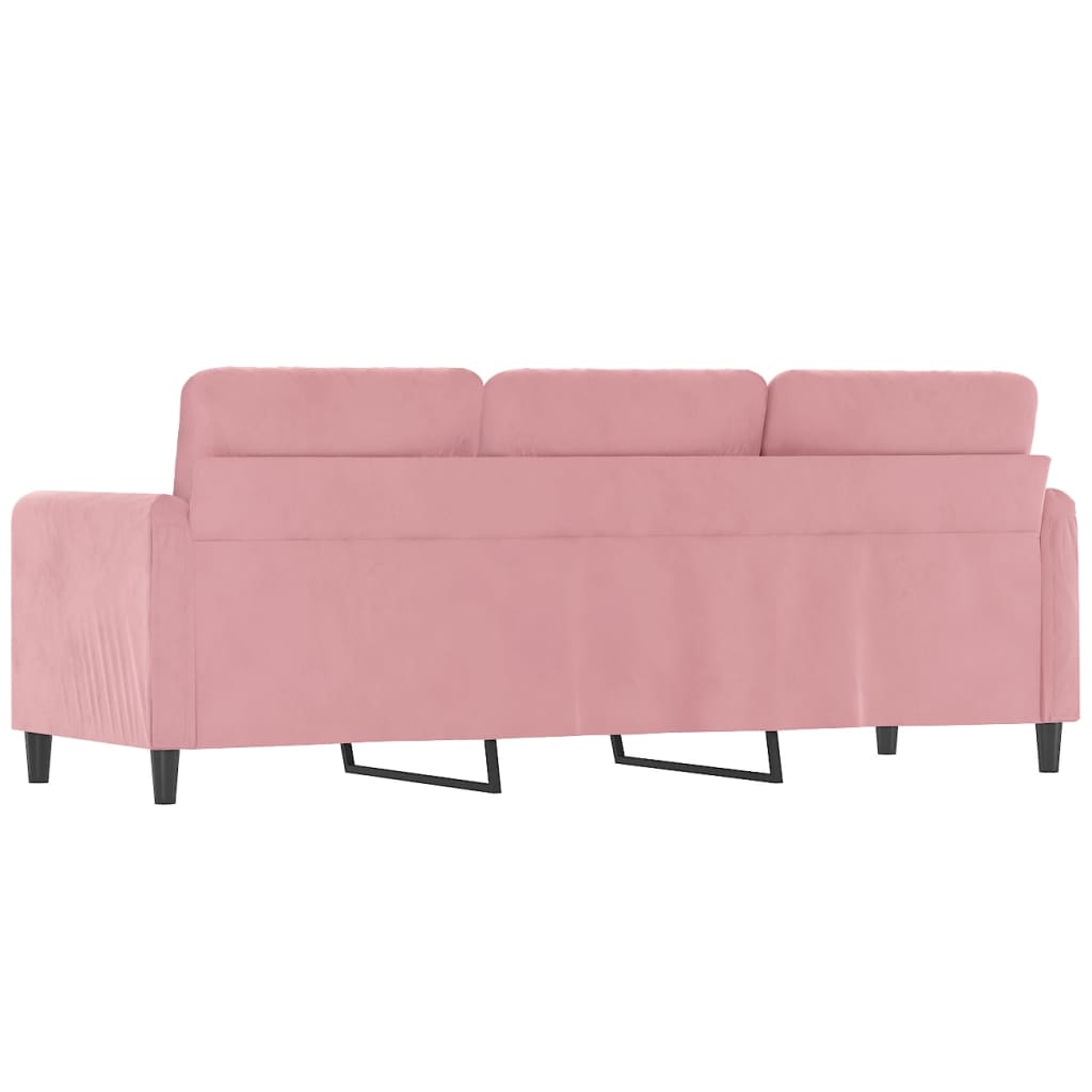 Sofá de 3 lugares 180 cm veludo rosa