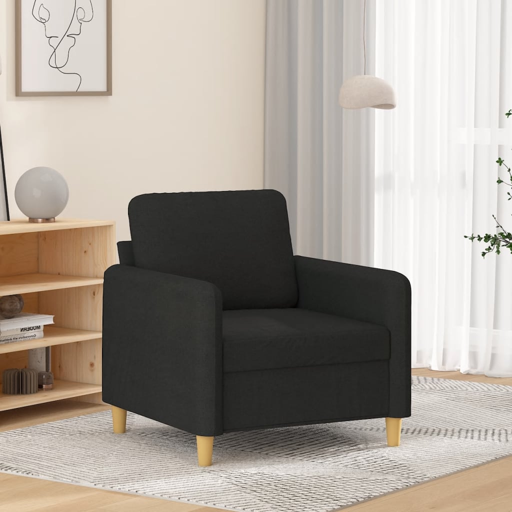 Poltrona Chloé - Em Tecido - Cor Preto - 78x77x80 cm - Com o seu Assento, Apóios de Braços e Encosto Acolchoados em Espuma - Design Nórdico