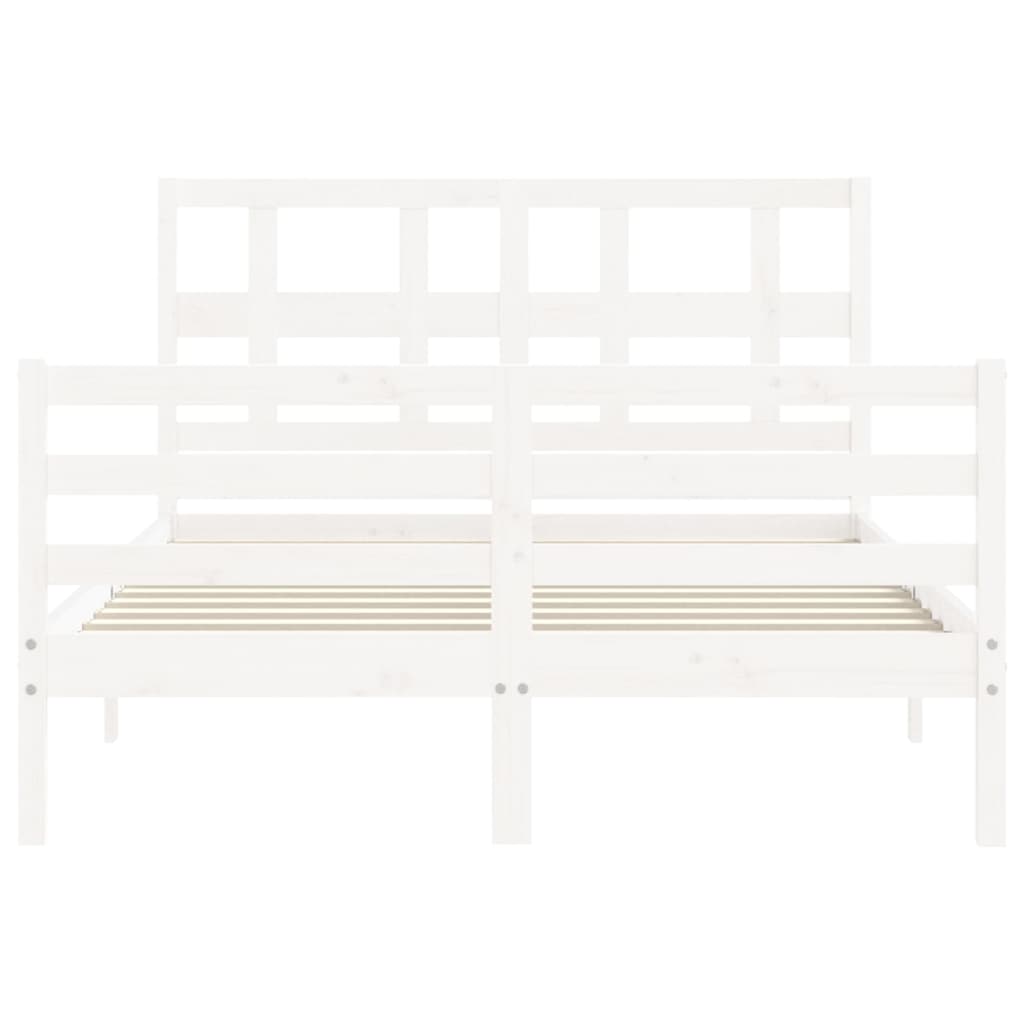 Estrutura de cama com cabeceira 140x200cm madeira maciça branco