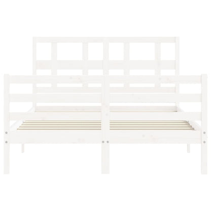 Estrutura de cama com cabeceira 140x200cm madeira maciça branco