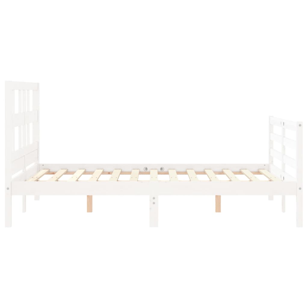 Estrutura de cama com cabeceira 140x200cm madeira maciça branco