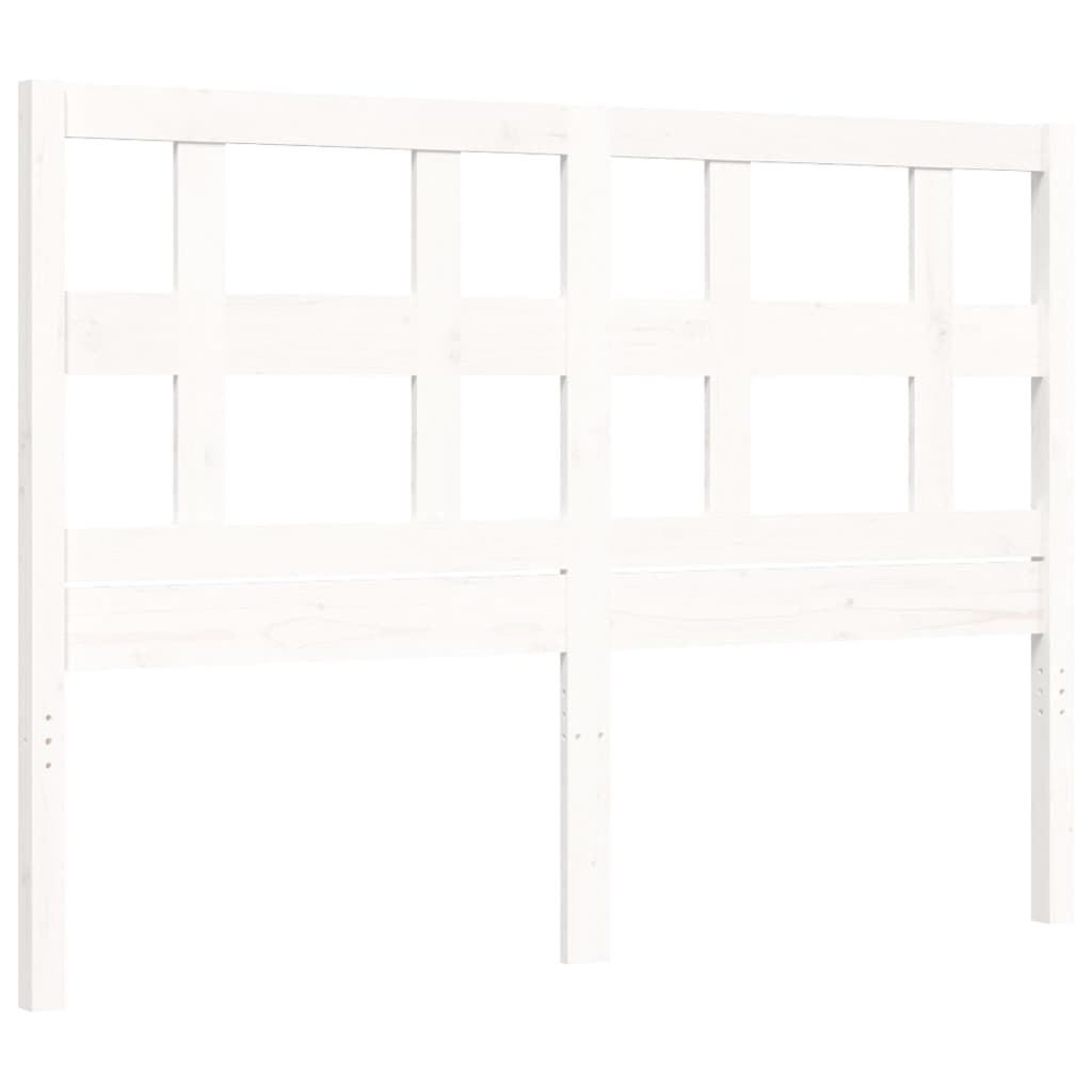 Estrutura de cama com cabeceira 140x200cm madeira maciça branco