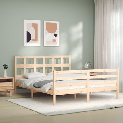 Estrutura de cama com cabeceira 160x200 cm madeira maciça