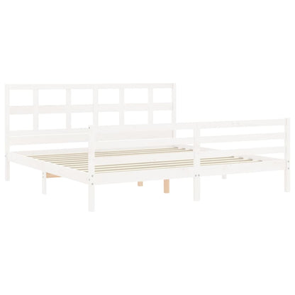 Estrutura de cama com cabeceira 200x200cm madeira maciça branco