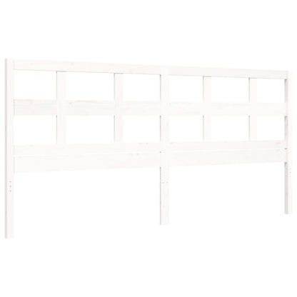 Estrutura de cama com cabeceira 200x200cm madeira maciça branco