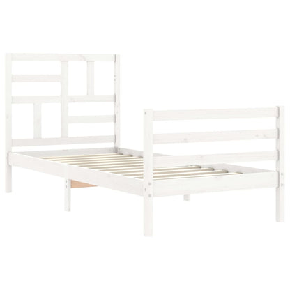 Estrutura de cama com cabeceira 100x200cm madeira maciça branco