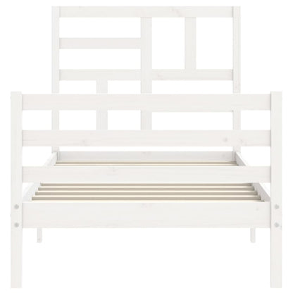 Estrutura de cama com cabeceira 100x200cm madeira maciça branco