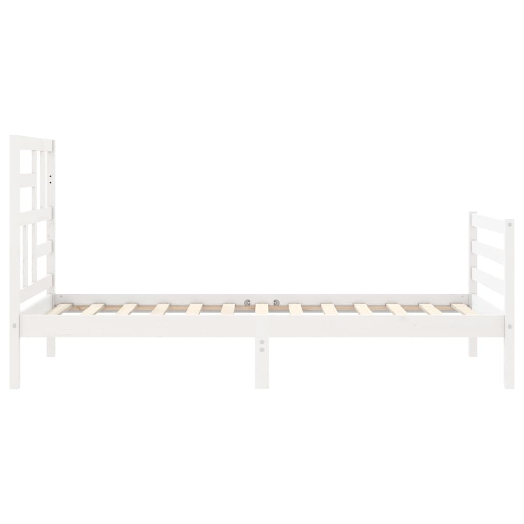 Estrutura de cama com cabeceira 100x200cm madeira maciça branco