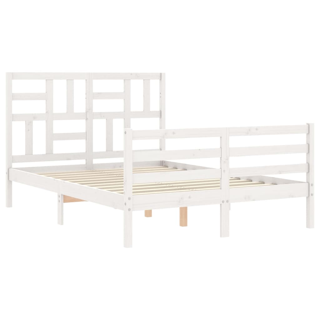 Estrutura de cama com cabeceira 120x200cm madeira maciça branco