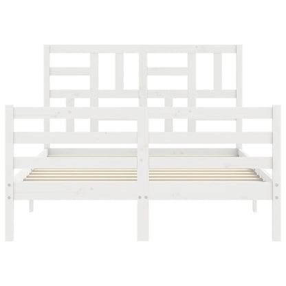 Estrutura de cama com cabeceira 120x200cm madeira maciça branco