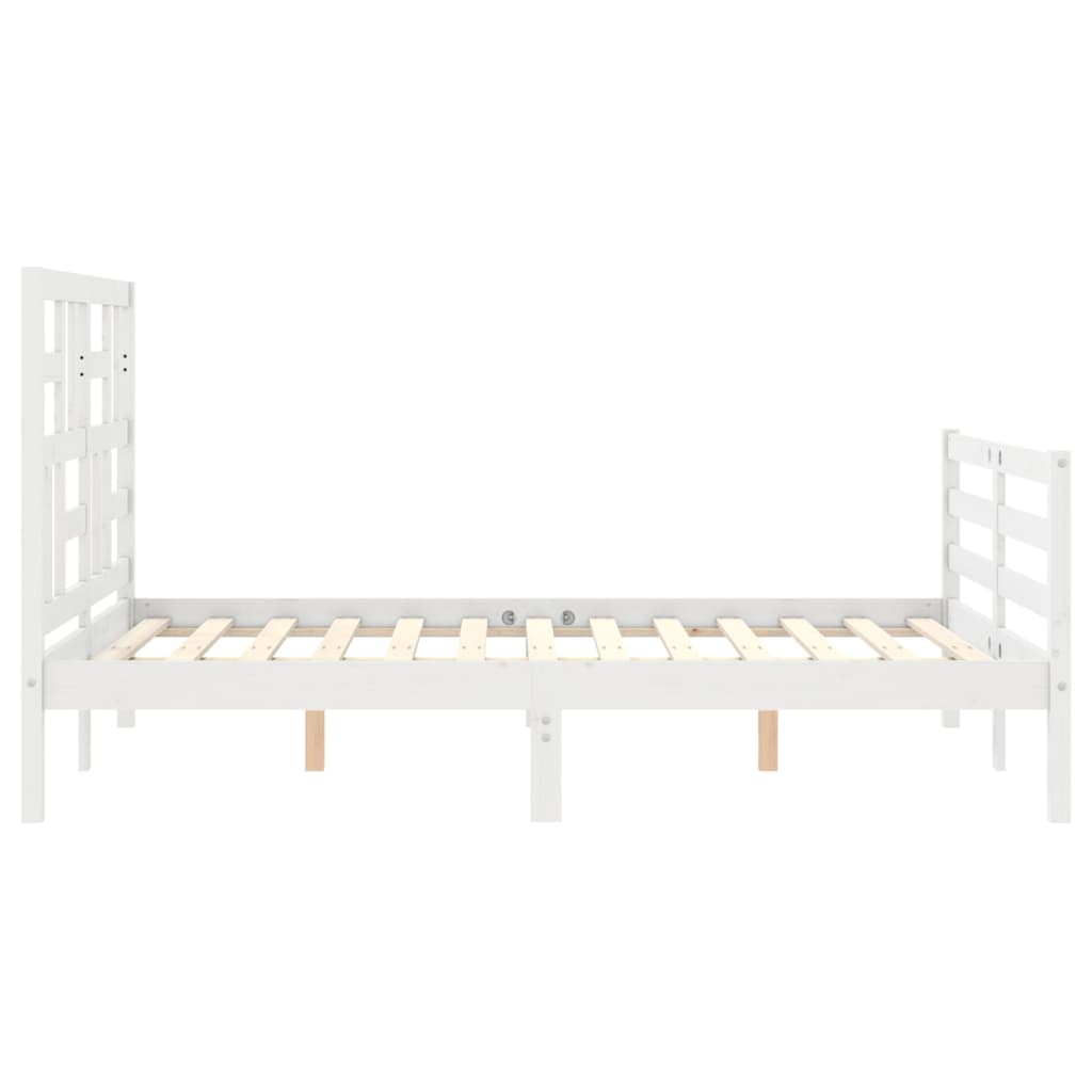 Estrutura de cama com cabeceira 120x200cm madeira maciça branco