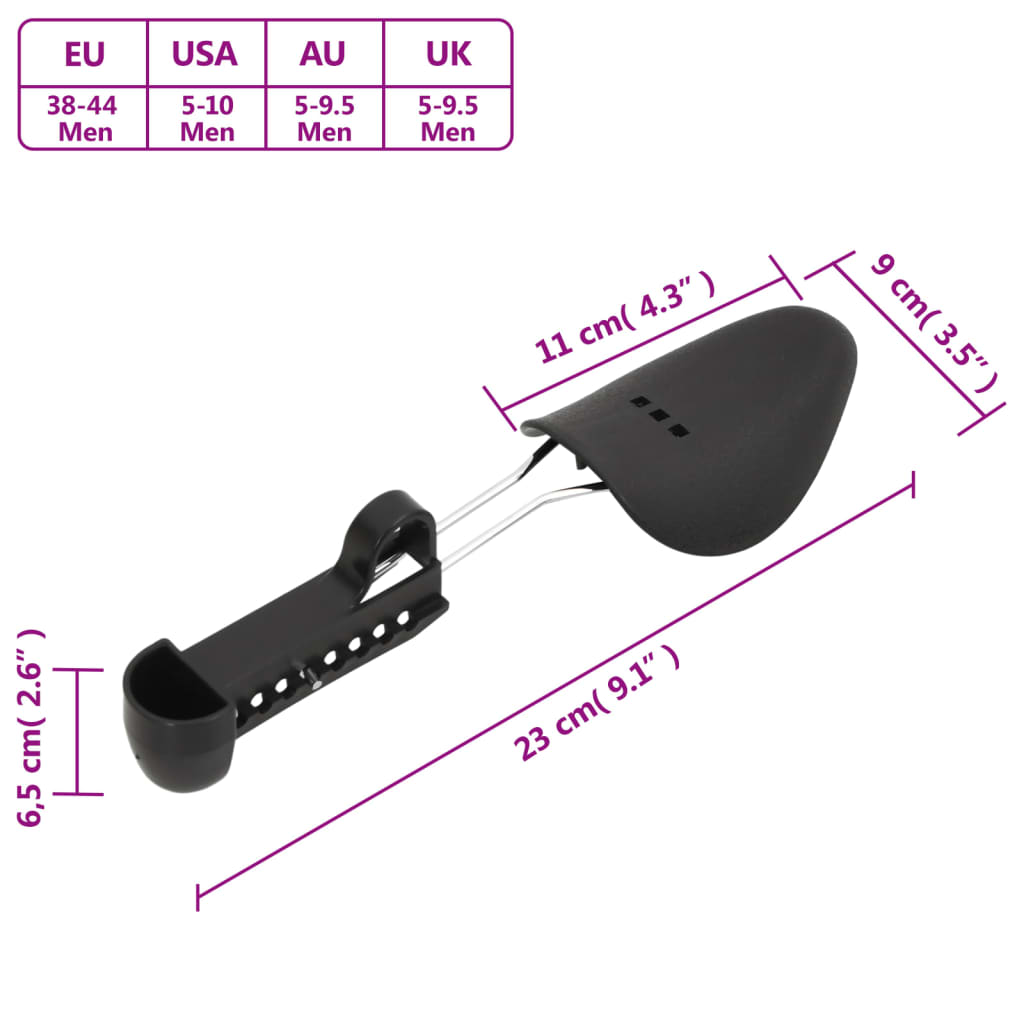 Tensores de calçado 5 pares EU 38-44 plástico preto